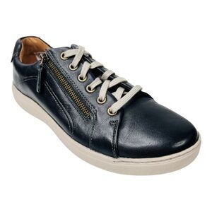 Clarks Women’s Nalle Black Nubuck Leather Lace Up Side Zip Sneaker Shoe Size9